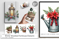 Winter Woodland Farmhouse Digital Paper Product Image 1