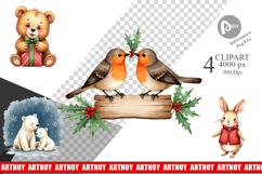 Winter Woodland Animals Clipart Product Image 1