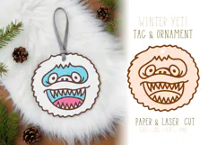 Playful Winter Yeti Ornament Laser Cut SVG Design Product Image 1