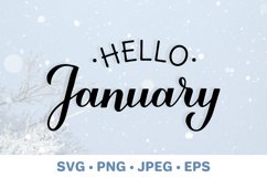 Hello January. Handwritten winter quote. SVG cut file Product Image 1
