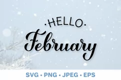 Hello February SVG. Handwritten winter quote. Seasonal SVG Product Image 1