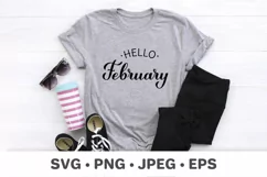 Hello February SVG. Handwritten winter quote. Seasonal SVG Product Image 2