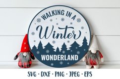 Winter Wonderland SVG. Christmas quote round door sign Product Image 1