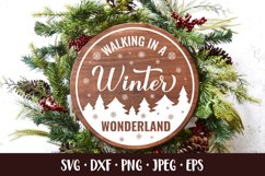 Winter Wonderland SVG. Christmas quote round door sign Product Image 3