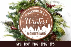 Winter Wonderland SVG. Christmas quote round door sign Product Image 3