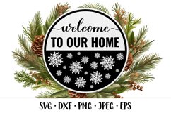 Welcome to our home SVG. Winter round door sign Product Image 1