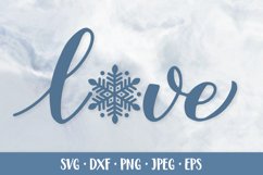Love snowflake SVG cut file. Winter design Product Image 1