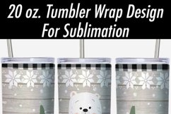20 oz Tumbler Sublimation Wrap PNG | WinterBear with Trees Product Image 2