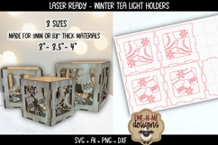 Winter Tealight Box Holder Laser Files | 3 Sizes Holiday SVG Product Image 2