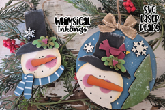 Winter Buddies Snowman Ornament SVG&#039;s| Laser Cut Snowman Orn Product Image 1