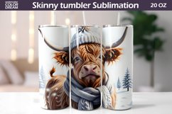 Christmas Tumbler Sublimation | Winter Highland Cow Tumbler Product Image 1