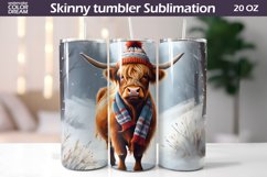 Christmas Tumbler Sublimation | Winter Highland Cow Tumbler Product Image 1