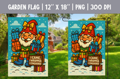 Funny Gnome Garden Flag | Winter Sublimation PNG Product Image 1