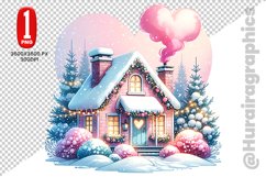 Winter House Clipart - PNG File Product Image 1