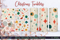 Winter Tumbler Wraps | mid century patterns | Bright Product Image 1