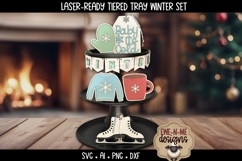 Winter Tiered Tray SVG | Laser Cut SVG Files | Six Designs Product Image 1