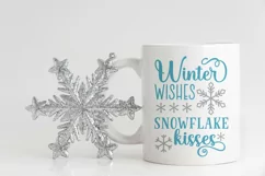 Winter wishes snowflake kisses SVG Design | Winter Sign SVG Product Image 2