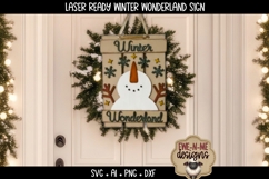 Snowman Winter Wonderland Sign Laser Ready SVG | Holiday SVG Product Image 1