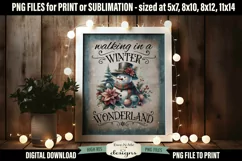 Winter Wonderland Sublimation Design | Vintage Sign PNG Product Image 1