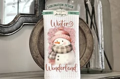 Winter Wonderland Pink Snowman | Towel Sublimation Design Product Image 1