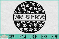Wipe Your Paws Sign Farmhouse Round Door Hanger SVG