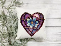 Barbed Wire Heart Sublimation | Purple Wire Heart & Flower Product Image 2