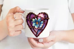 Barbed Wire Heart Sublimation | Purple Wire Heart & Flower Product Image 3