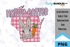 Sublimation Happy Easter State - Wisconsin - Rabbit Product Image 1