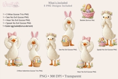 Wise Easter Goose PNG Bundle, See Hear Speak No Evil Goose Product Image 3