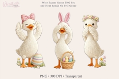 Wise Easter Goose PNG Bundle, See Hear Speak No Evil Goose Product Image 4