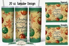 Vintage Christmas Wishes 20 oz Tumbler Sublimation Design Product Image 1