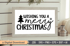 Wishing You a Merry Christmas Sign SVG, Farmhouse Christmas Product Image 1