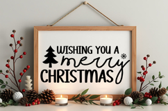 Wishing You a Merry Christmas Sign SVG, Farmhouse Christmas Product Image 4