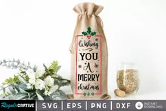 Wishing you a merry christmas SVG, Christmas Wine SVG Design Product Image 1
