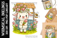 Wishing Well lamb Sublimation Clipart Product Image 1