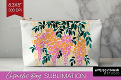 Wisteria Modern Floral Cosmetic Bag Sping Flower Makeup Bag Product Image 1