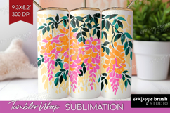 Wisteria Modern Floral Tumbler Wrap Sping Flower Tumbler PNG Product Image 1