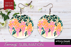 Wisteria Modern Floral Round Earrings Sping Flower PNG Product Image 1