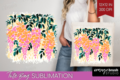 Wisteria Modern Floral Tote Bag Sping Flower Tote Bag PNG Product Image 1