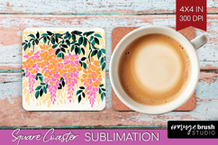 Wisteria Modern Floral Square Coaster Sping Flower Coaster Product Image 1