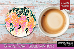 Wisteria Modern Floral Round Coaster Sping Flower Coaster Product Image 1