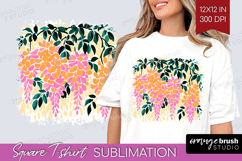 Wisteria Modern Floral Square Tshirt Background Sping Flower Product Image 1