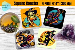 Comic Style Pop Art Witch | Square Coasters Sublimation Product Image 1