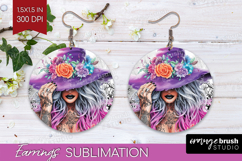 Witch Halloween Round Earrings Spooky Season PNG Sublimation Product Image 1