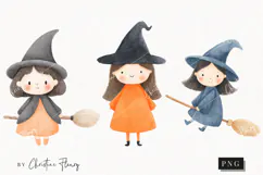Cute Halloween Witches Clipart | Halloween PNG Product Image 1