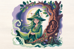 Witch and Oak Tree and fungi PNG Sublimation Product Image 1