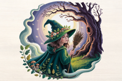Green Witch in forest PNG Sublimation Product Image 1