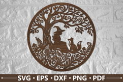 Witch and Fox Forest Scene SVG Design Product Image 1