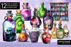 Witch Apothecary Clipart Watercolor Halloween Potion Bundle