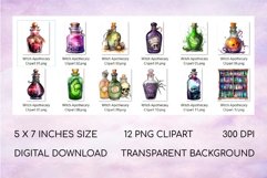 Witch Apothecary Clipart Watercolor Halloween Potion Bundle
